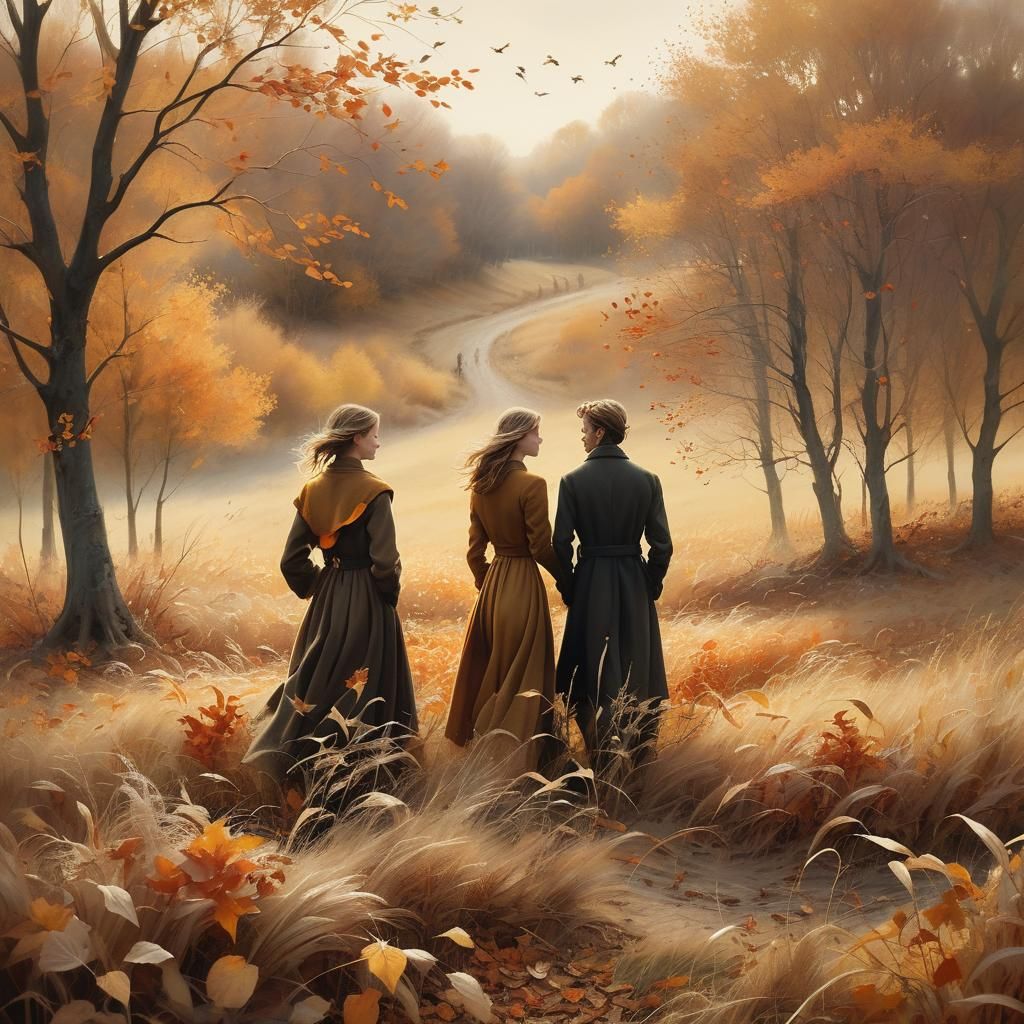 Autumn Landscape in Whimsical Realism Style