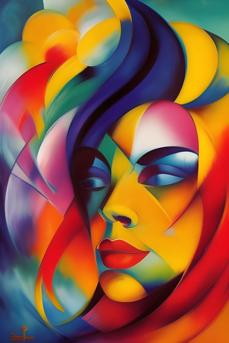 Abstract Portrait: Woman Emerging from Chaos in Acrylic