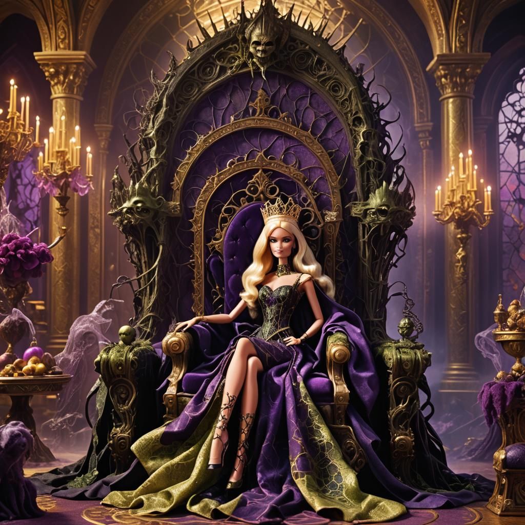 Barbie as Monster in Gothic Throne Room