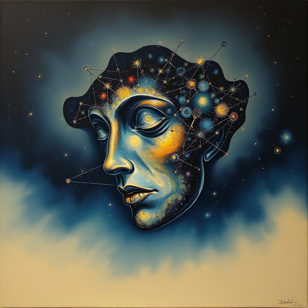 Dreamlike Constellation Face in the Night Sky