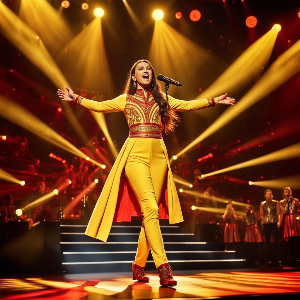 Macedonian Eurovision Contestant on Stage in Concert