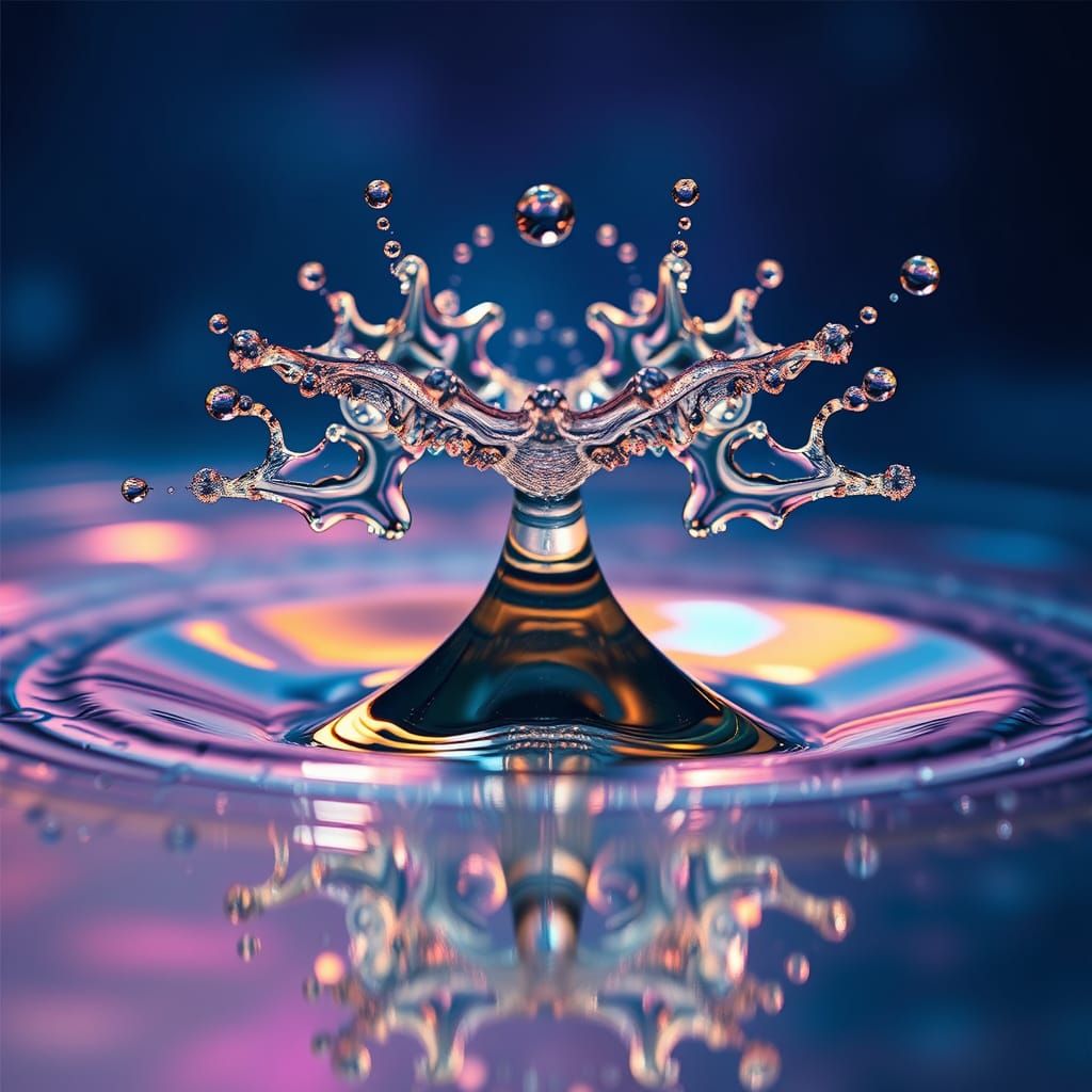 Surreal Water Droplet Splash in Hyper-Realistic Style