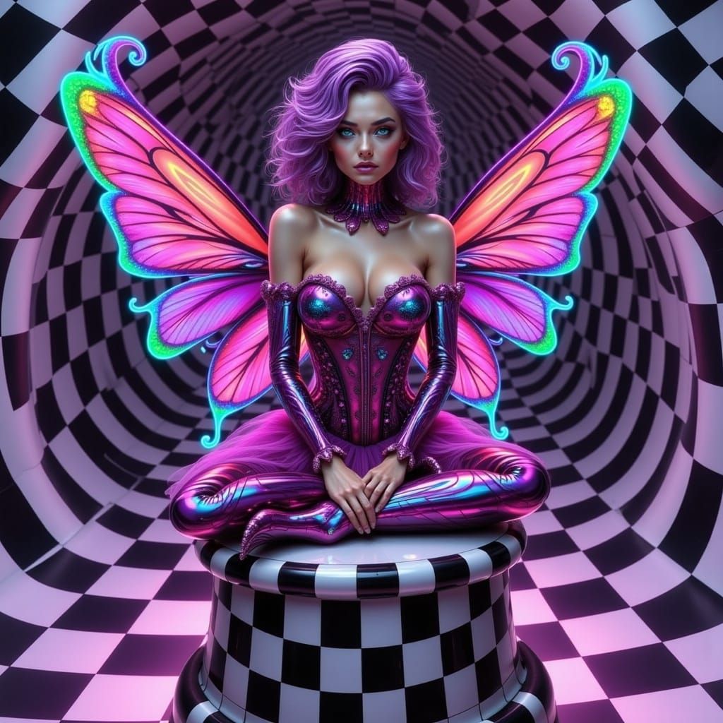 Dark Fairy in Glossy Corset: Dreamlike Cartoon