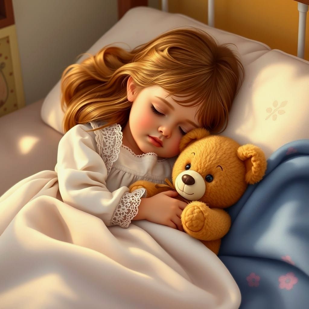 A Little Girl's Quiet Slumber in a Soothing Color Palette