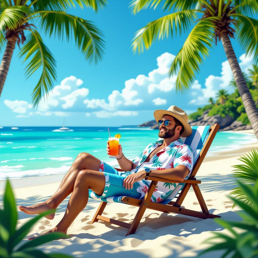 Relaxing Tropical Vacation Scene as Matte Painting