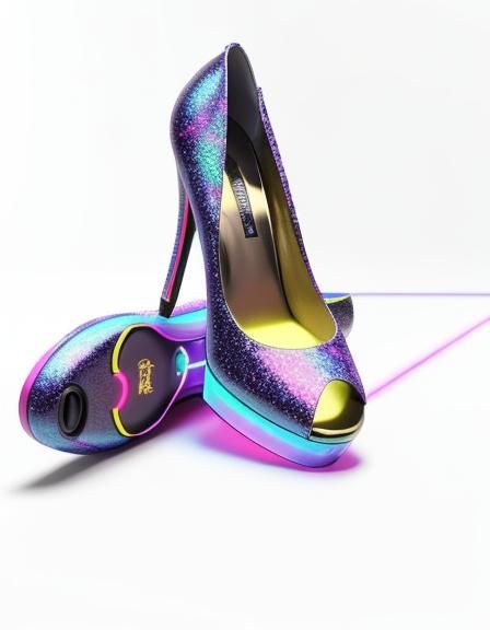 Neon Futuristic High Heels in Cyberpunk Style