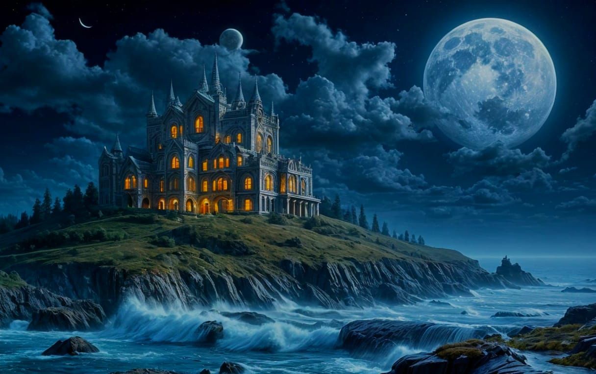 Magnetic Woman on Cliff in Giger Style