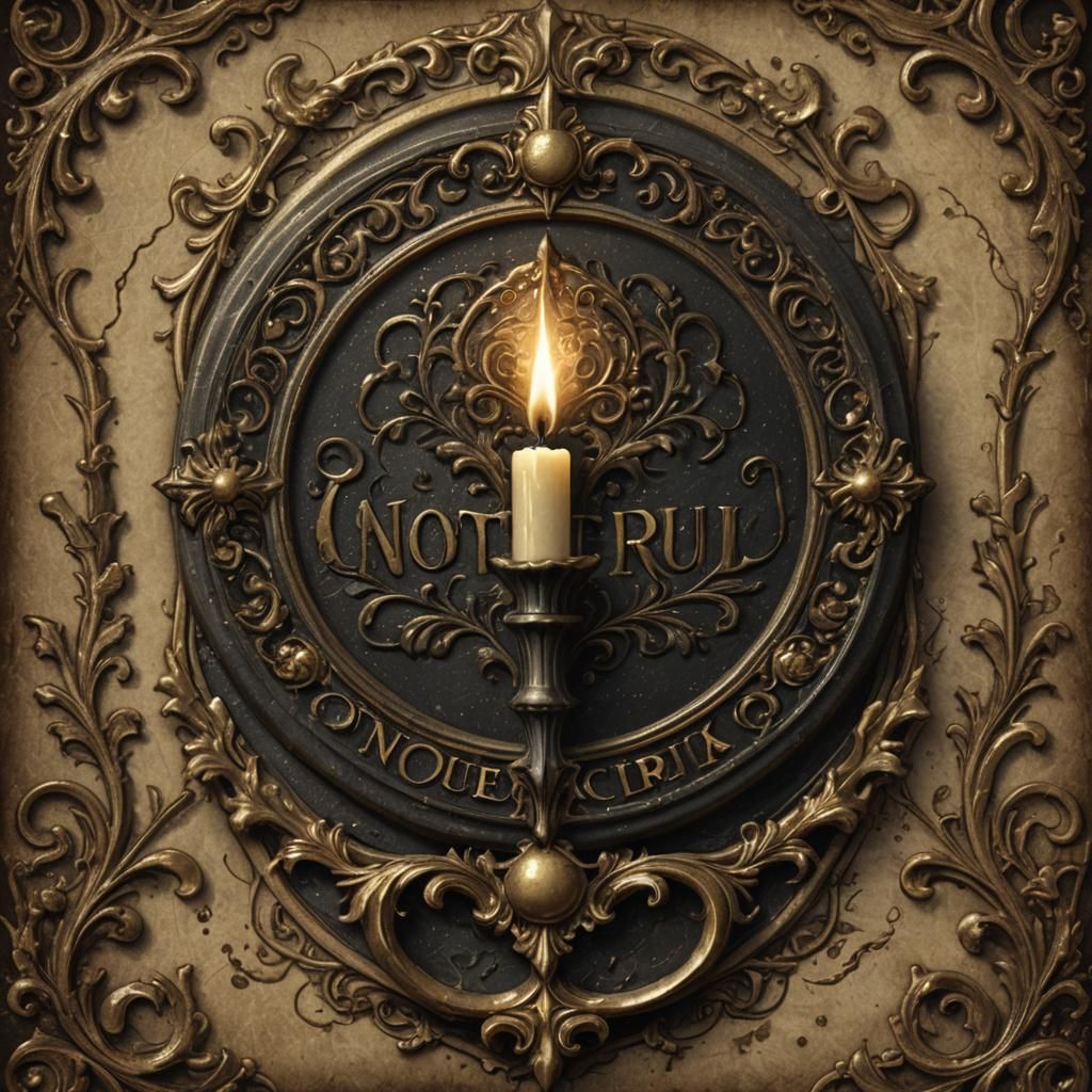 Gothic Candle Label in Dark Academia Style