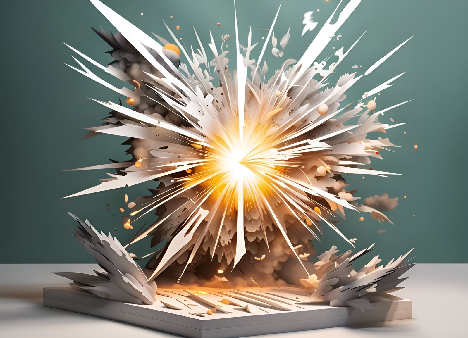 Magical Energy Lightning Bolt in 3D Papercutting Style