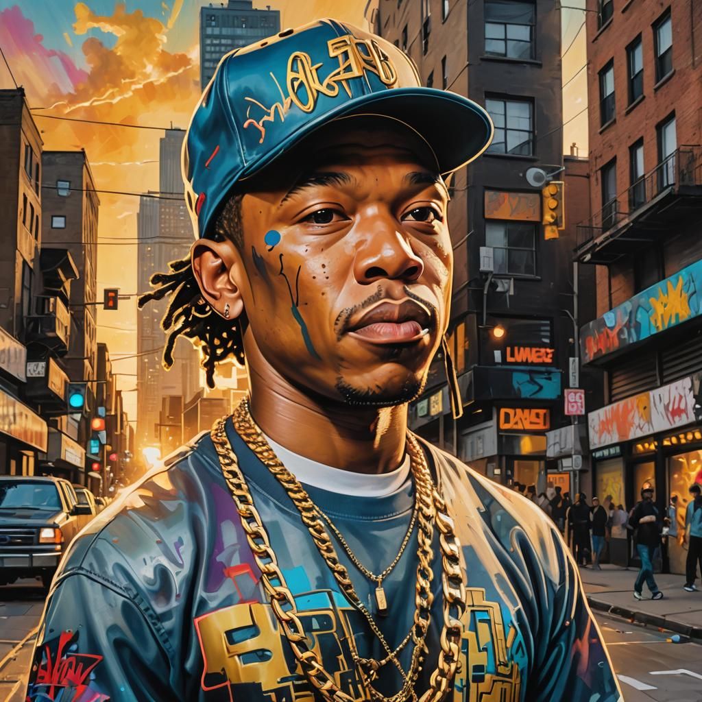 Vibrant Graffiti Portrait of Dr. Dre