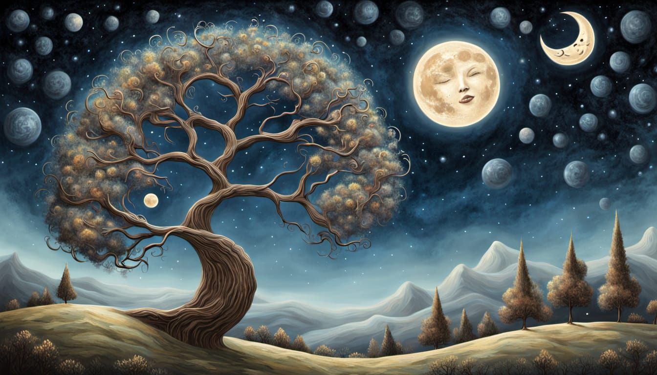 Whimsical Celestial Caricature: Winking Moon & Laughing Star...