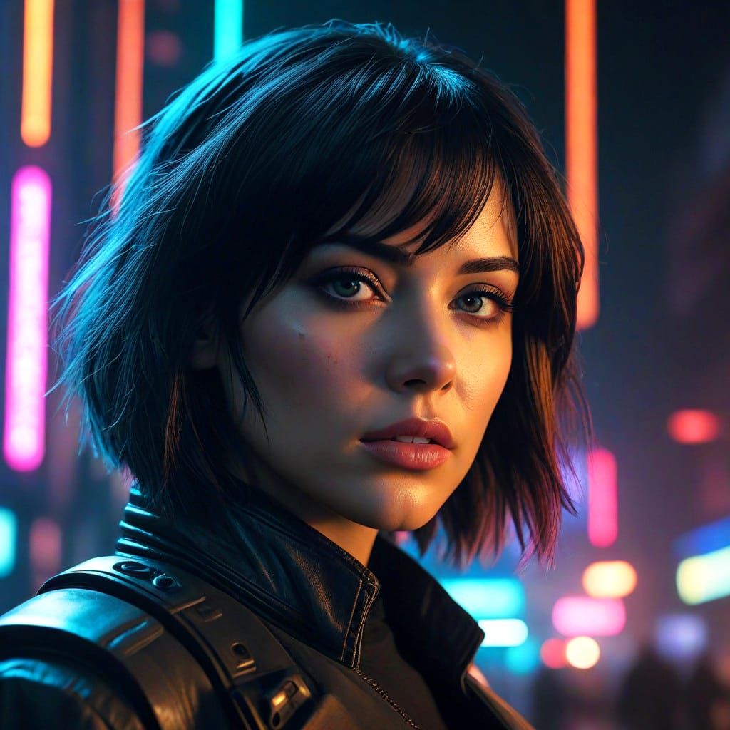 Cyberpunk Goddess in Ethereal Haze