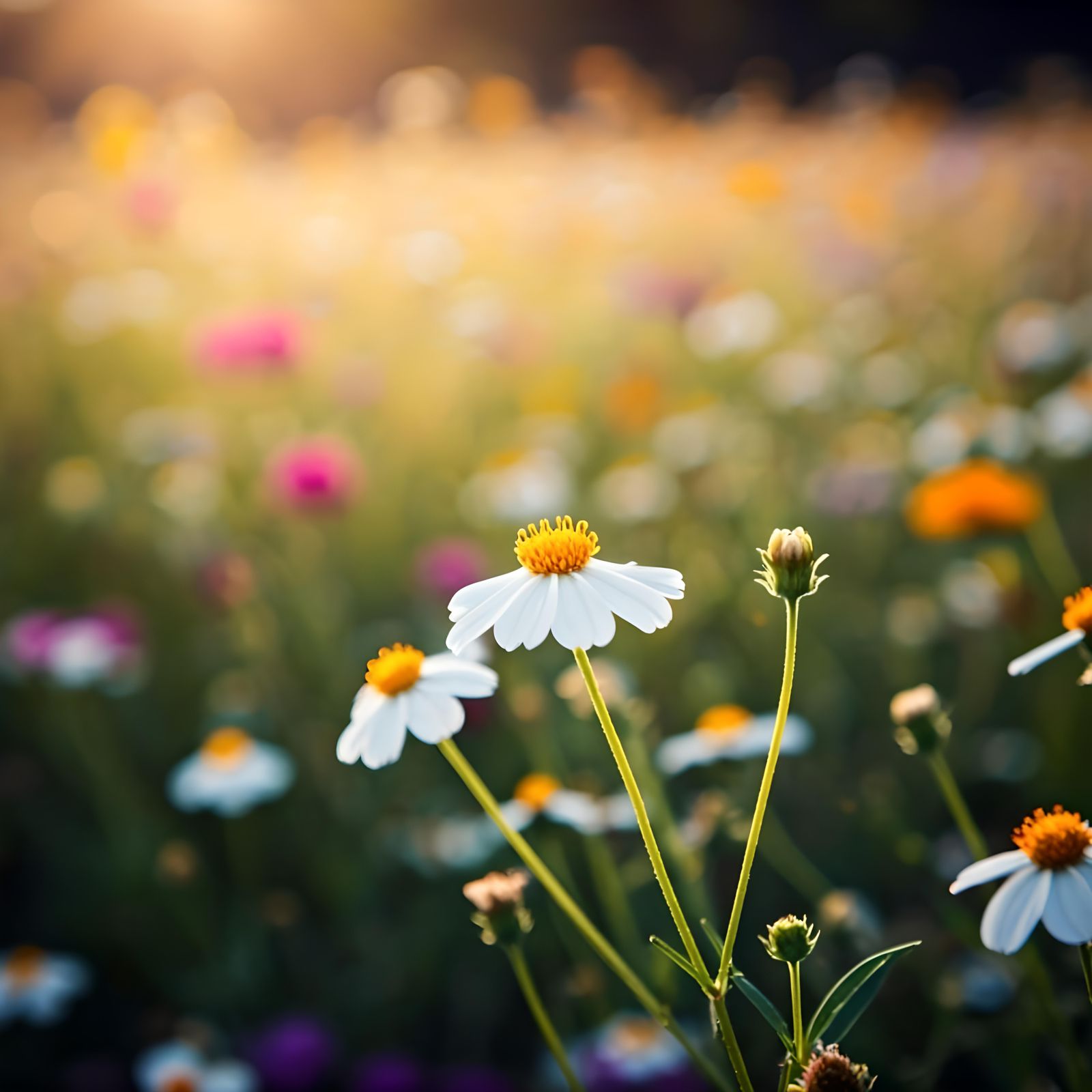 Bidens Alba in a Dreamy Wildflower Meadow