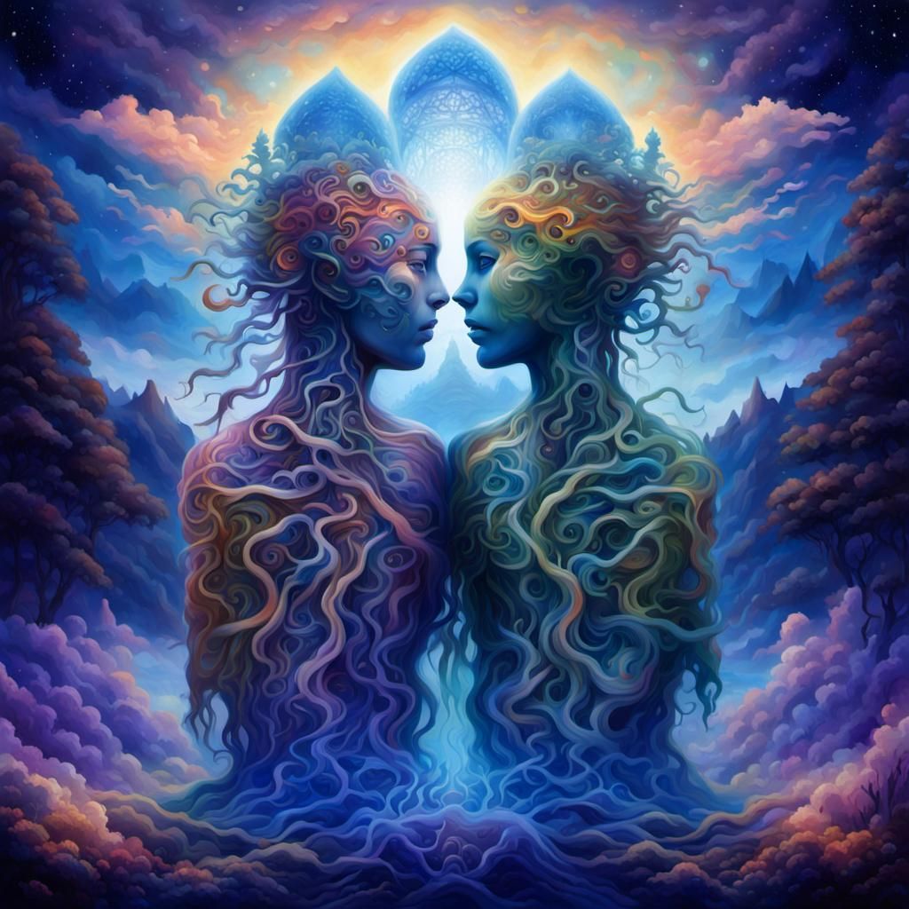 Intertwined Bodies: Ethereal Biomechanical Dreamscape