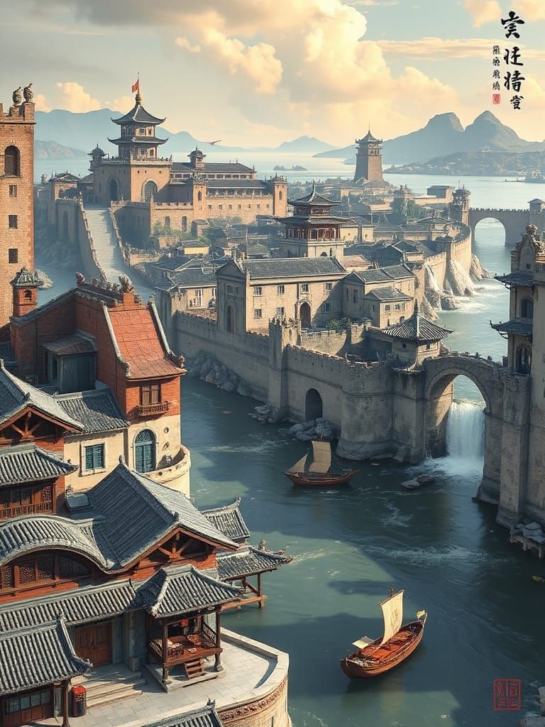 Floating Water City in Ancient Chinese Style