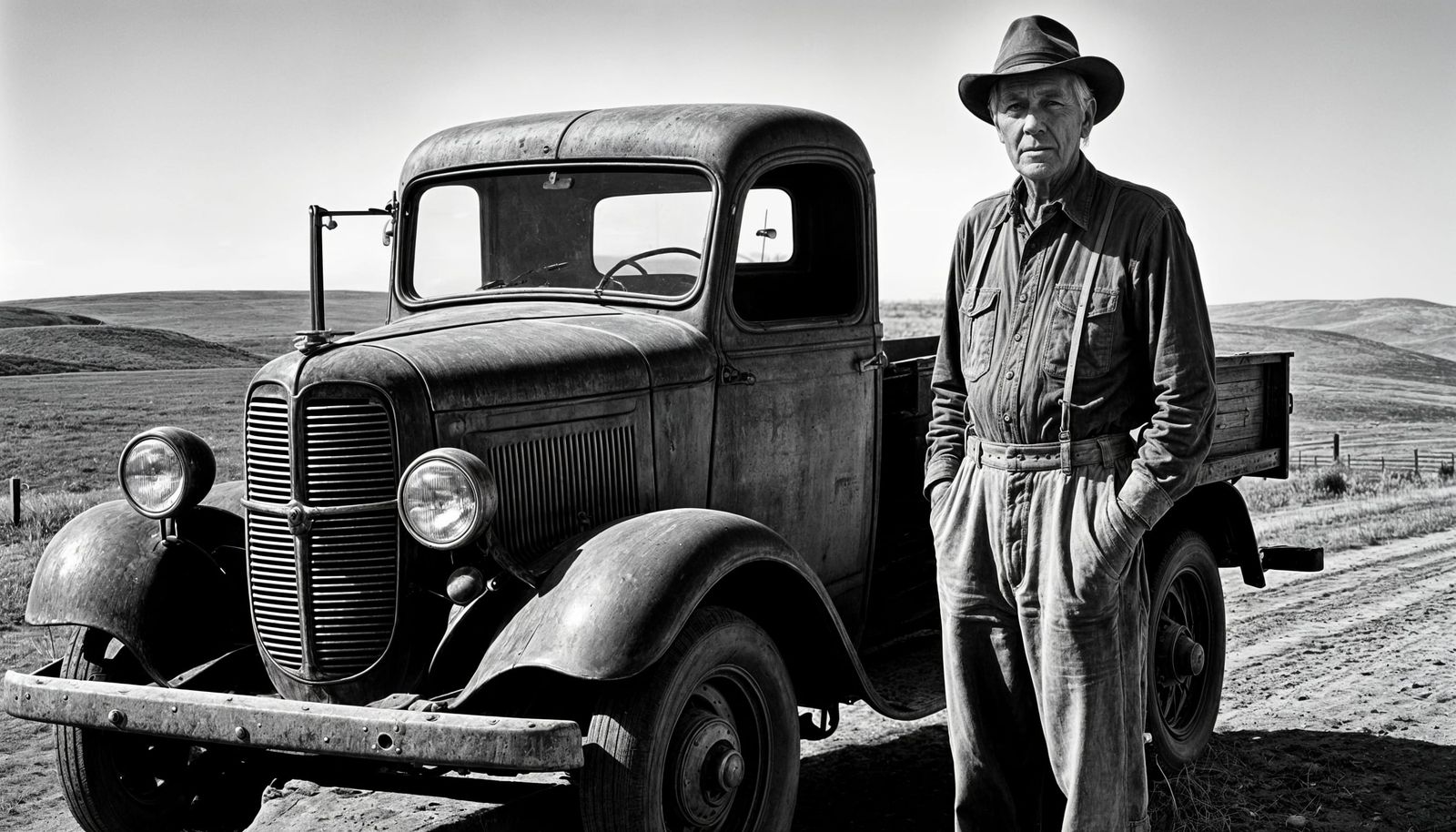 Weathered Farmer in Monochrome Portrait
