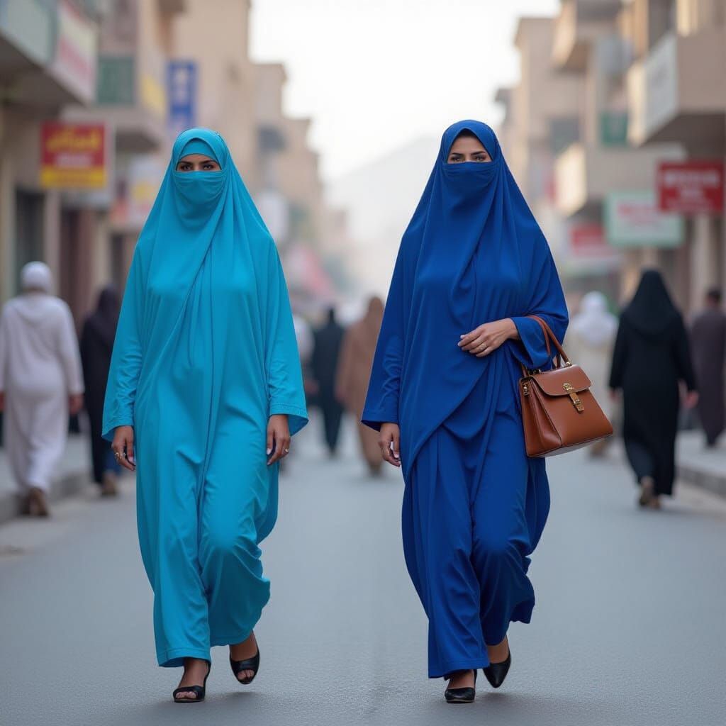 Women in Blue Burkhas on Afghan Street