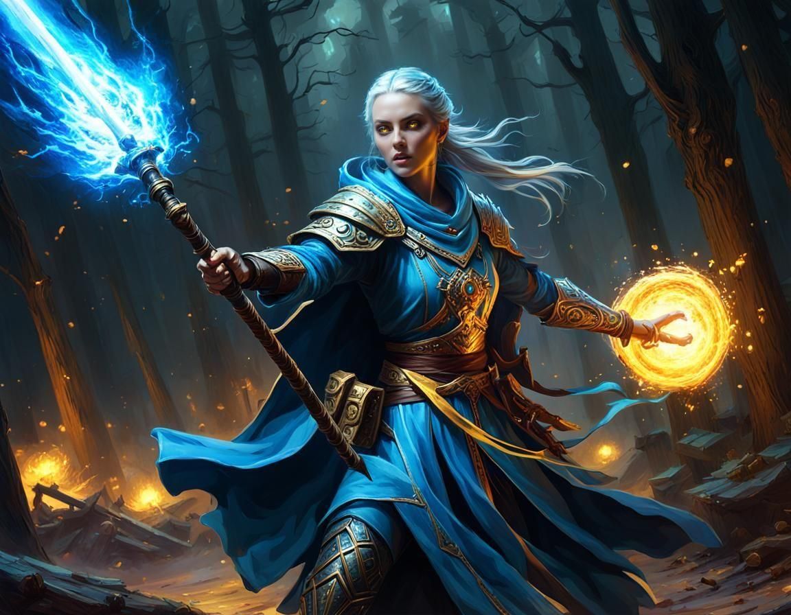 Mage Defends Against Zombies in RPG Action Shot