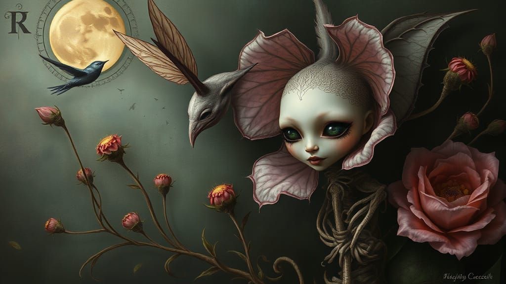 Fantastical Flora and Beasts in Surrealist Style