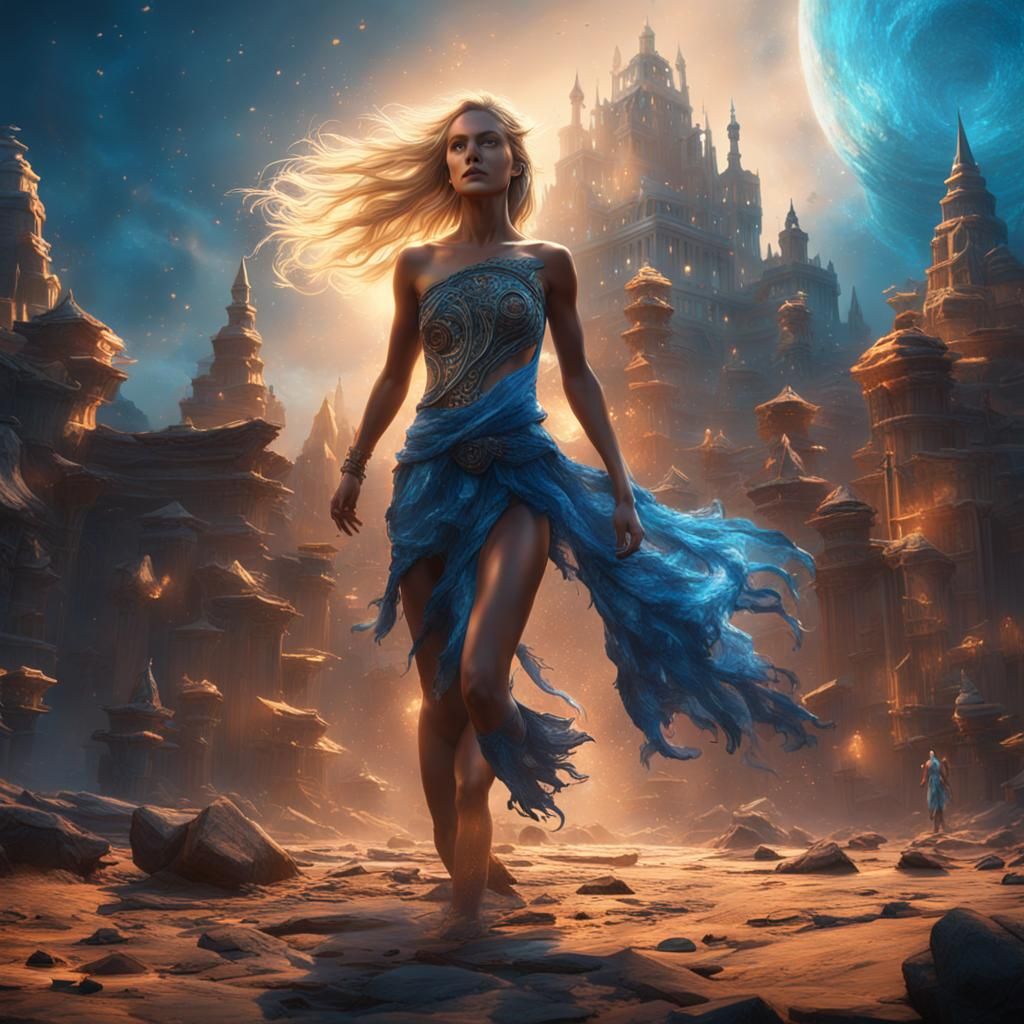 Ethereal Nude Woman Enveloped in Blue Aura