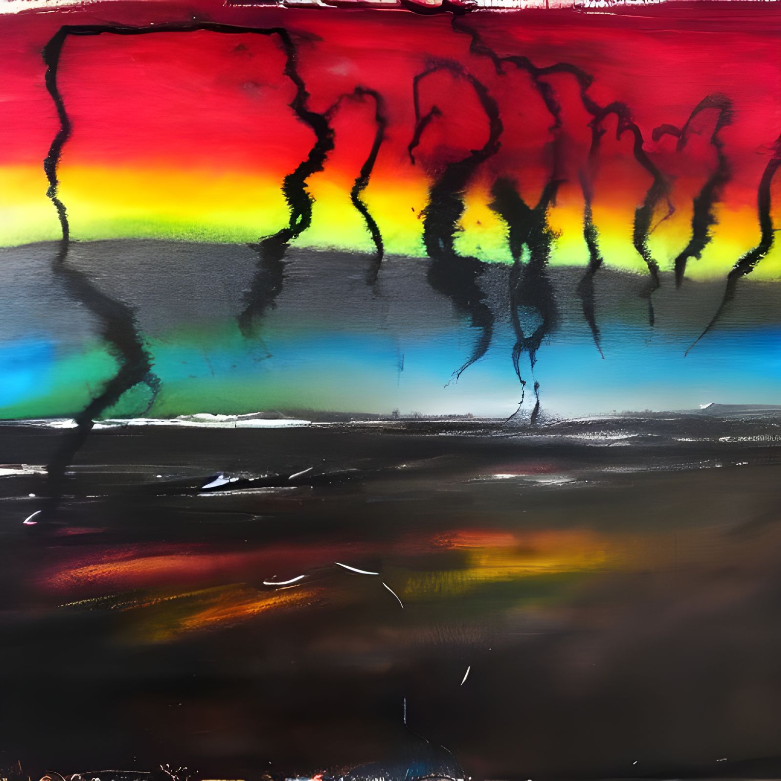 Apocalyptic Black Rainbow in Oil and Ink