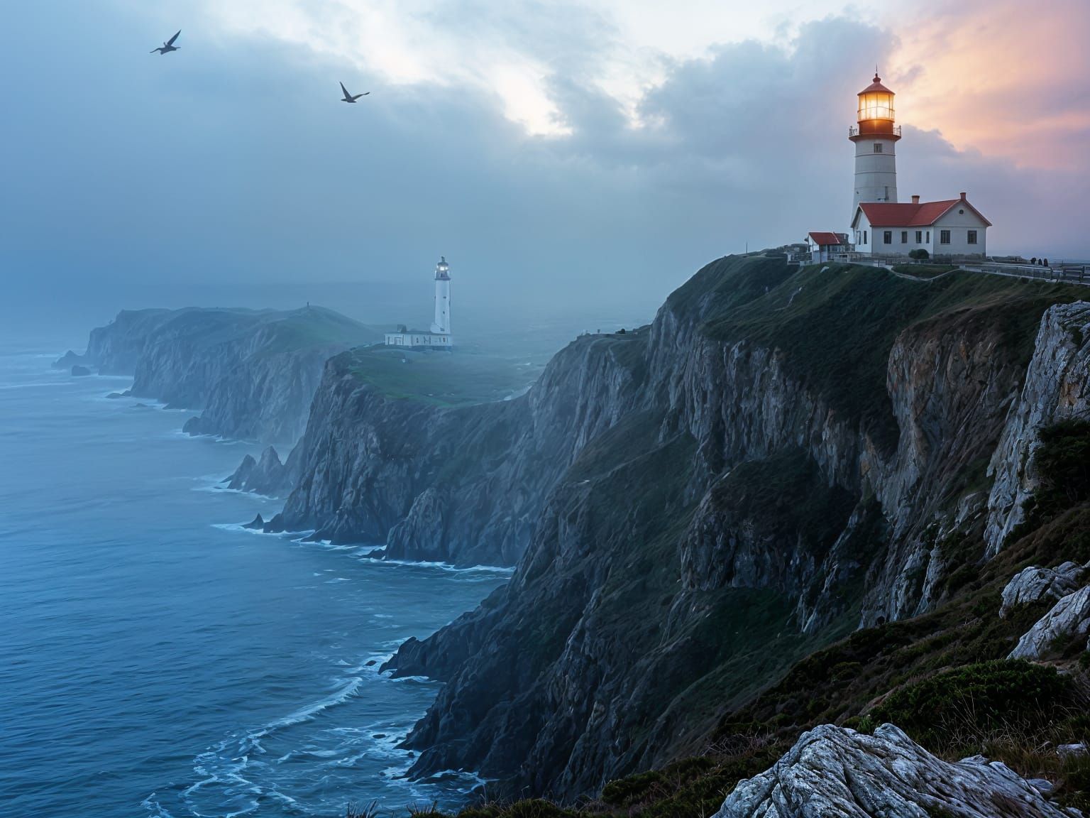 Point Reyes Lighthouse in Hyperrealistic Coastal Scene