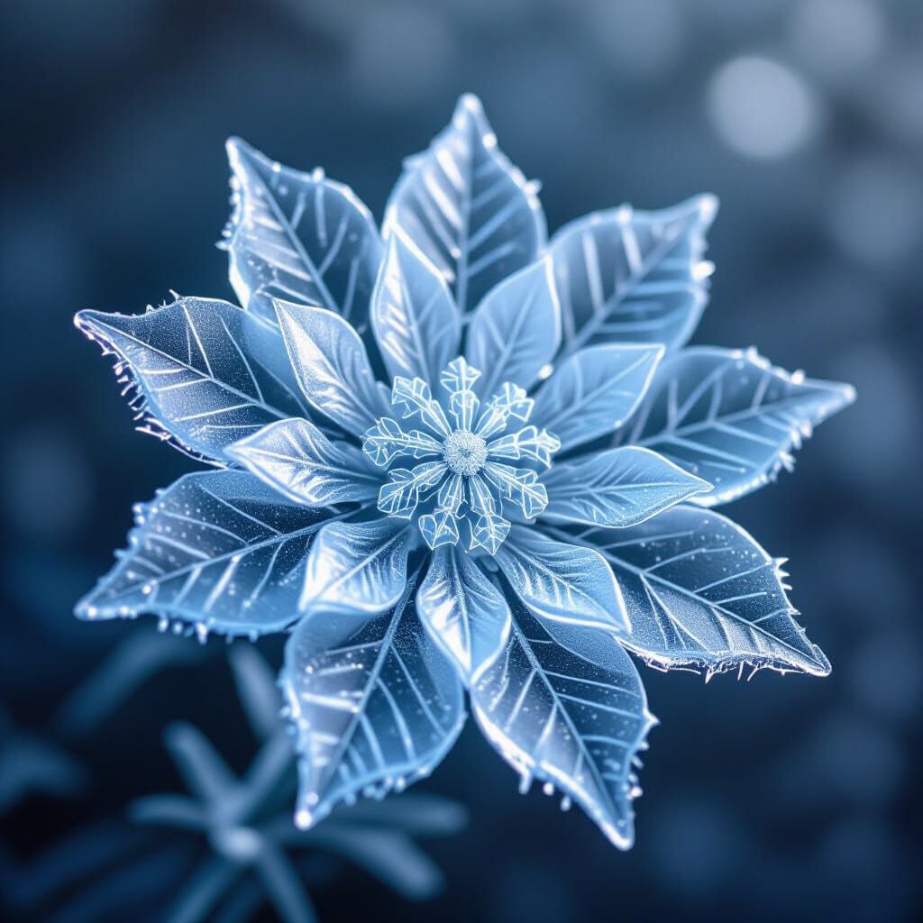 Icy Christmas Flower Made of Ice