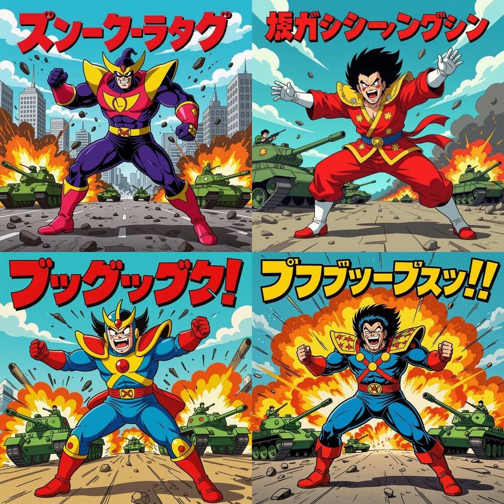 Humorous Supervillain Rampage in Japanese Movie Style