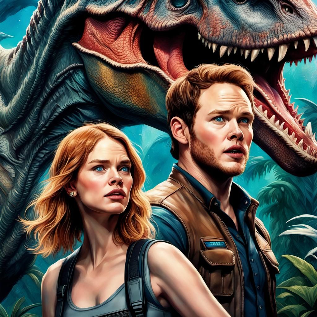 Jurassic World Style Poster with Weaving, Pratt, and Howard