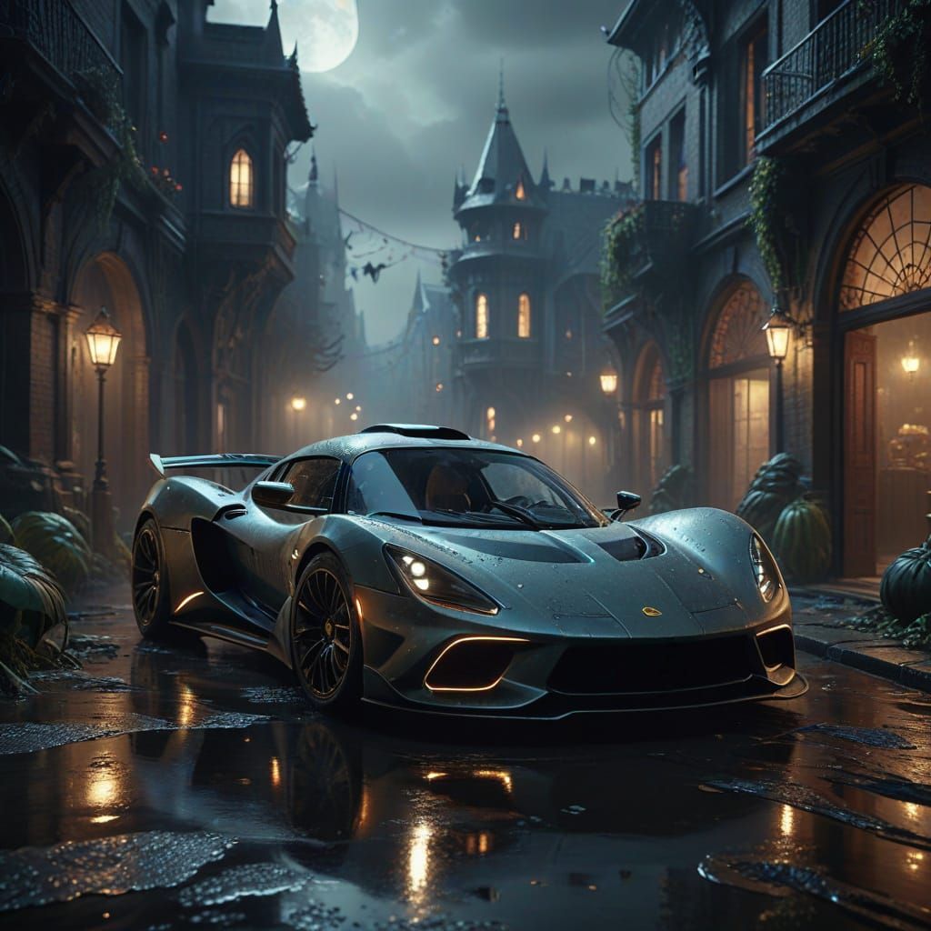 Luxurious Sports Car Dominates a Haunting Urban Scene