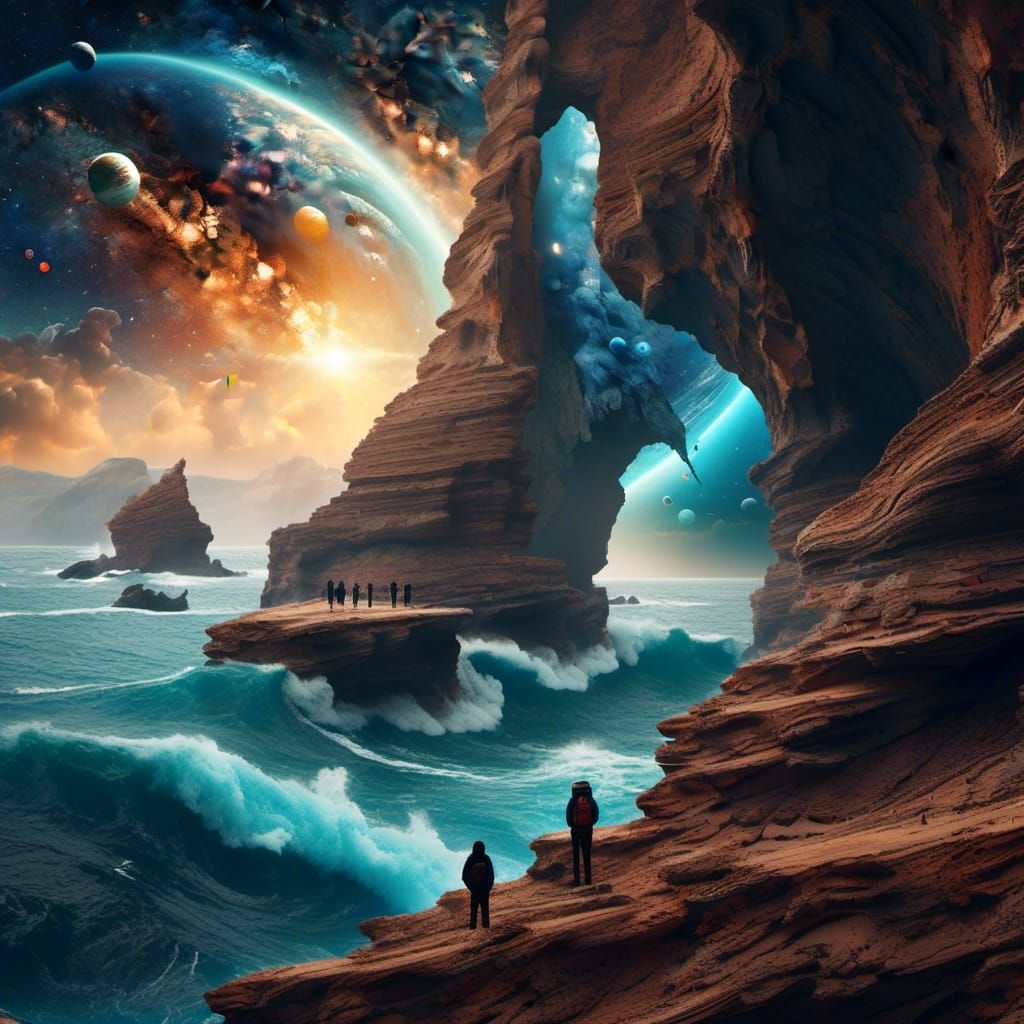 Surreal Landscapes Merge Ocean, Space, and Earth