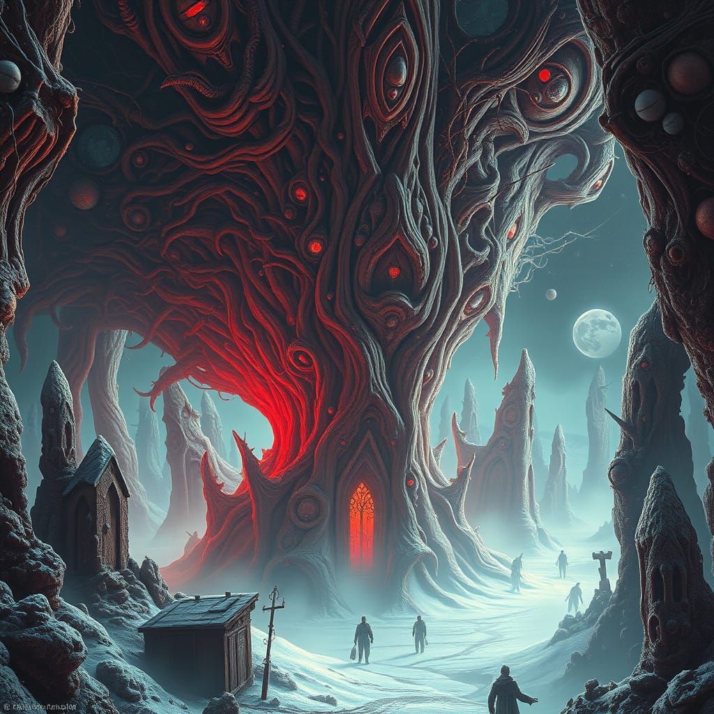 Beksiński-Inspired Surreal World: Detailed Digital Matte Pai...