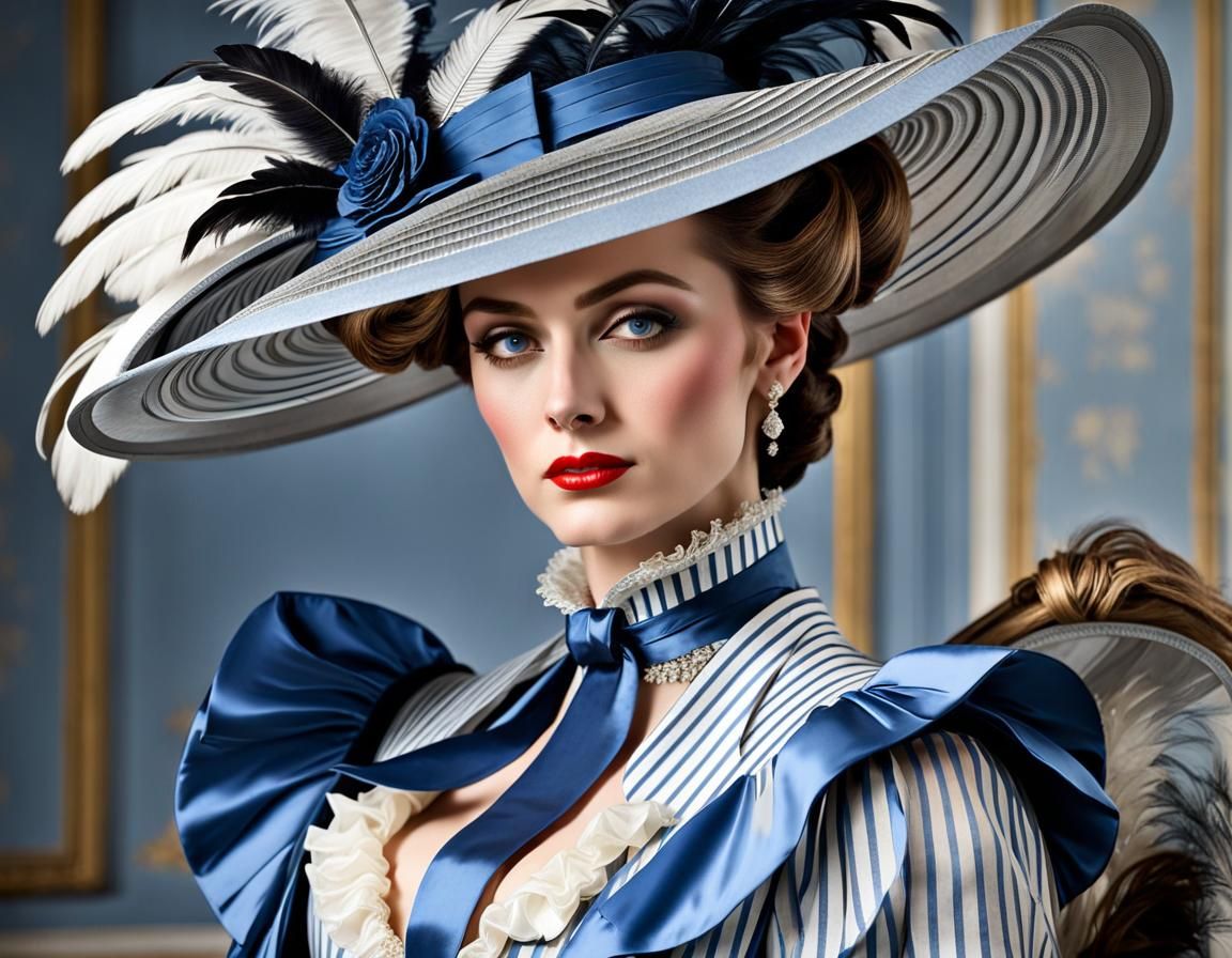 Nineteenth-Century Bourgeoise in Silk Dress, Volumetric Ligh...