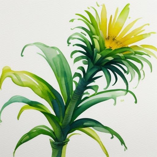 Vibrant Watercolor Pineapple in Minimalist Setting