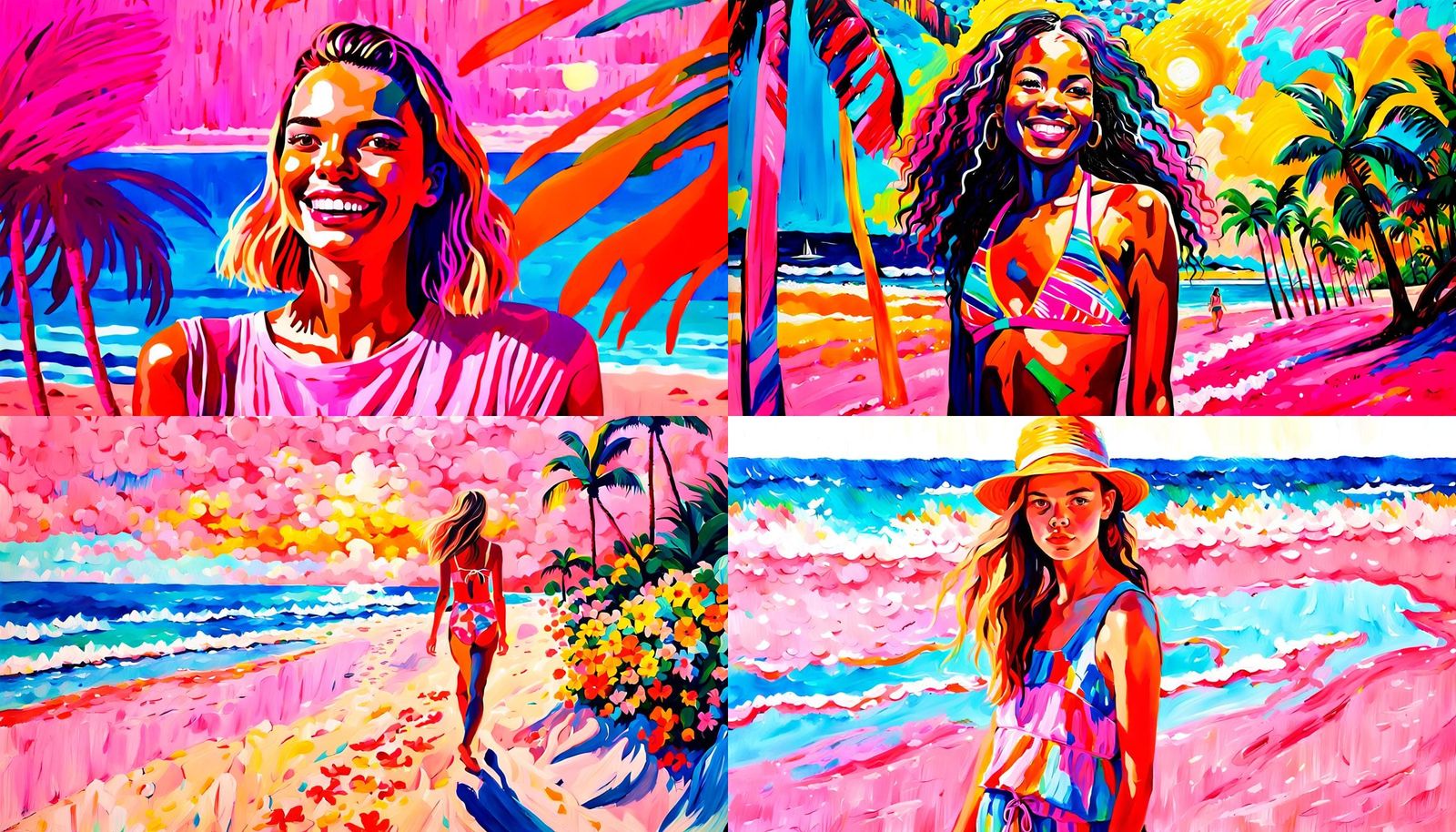 Anya Taylor-Joy Style Acrylic Painting on Pink Sand