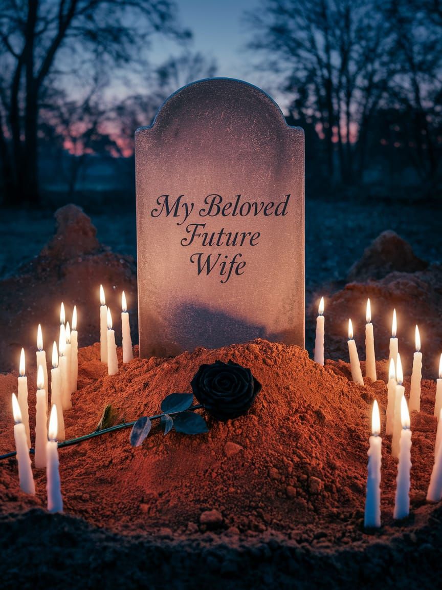 Rembrandt-Style Oil Painting of a Newly Dug Grave with Tombs...