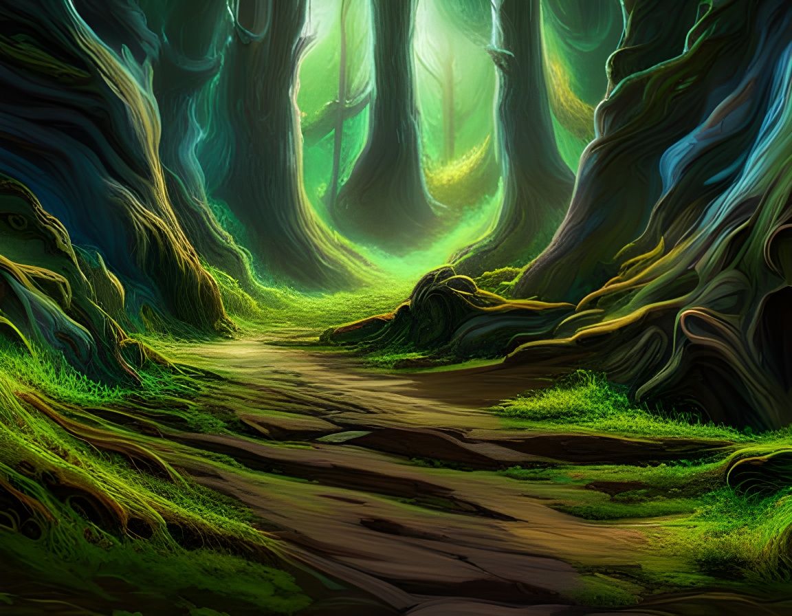 Galactic Forest Path in Spacepunk Style