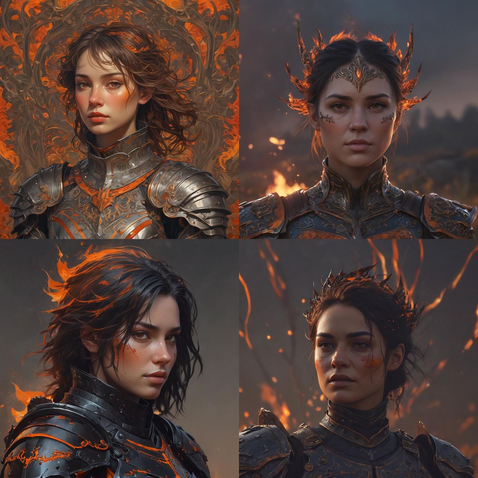 Fiery Knight Portrait in a Field of Fire
