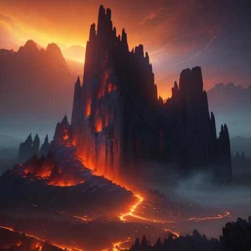 Blazing Fire in Dark Sky: Fantasy Concept Art