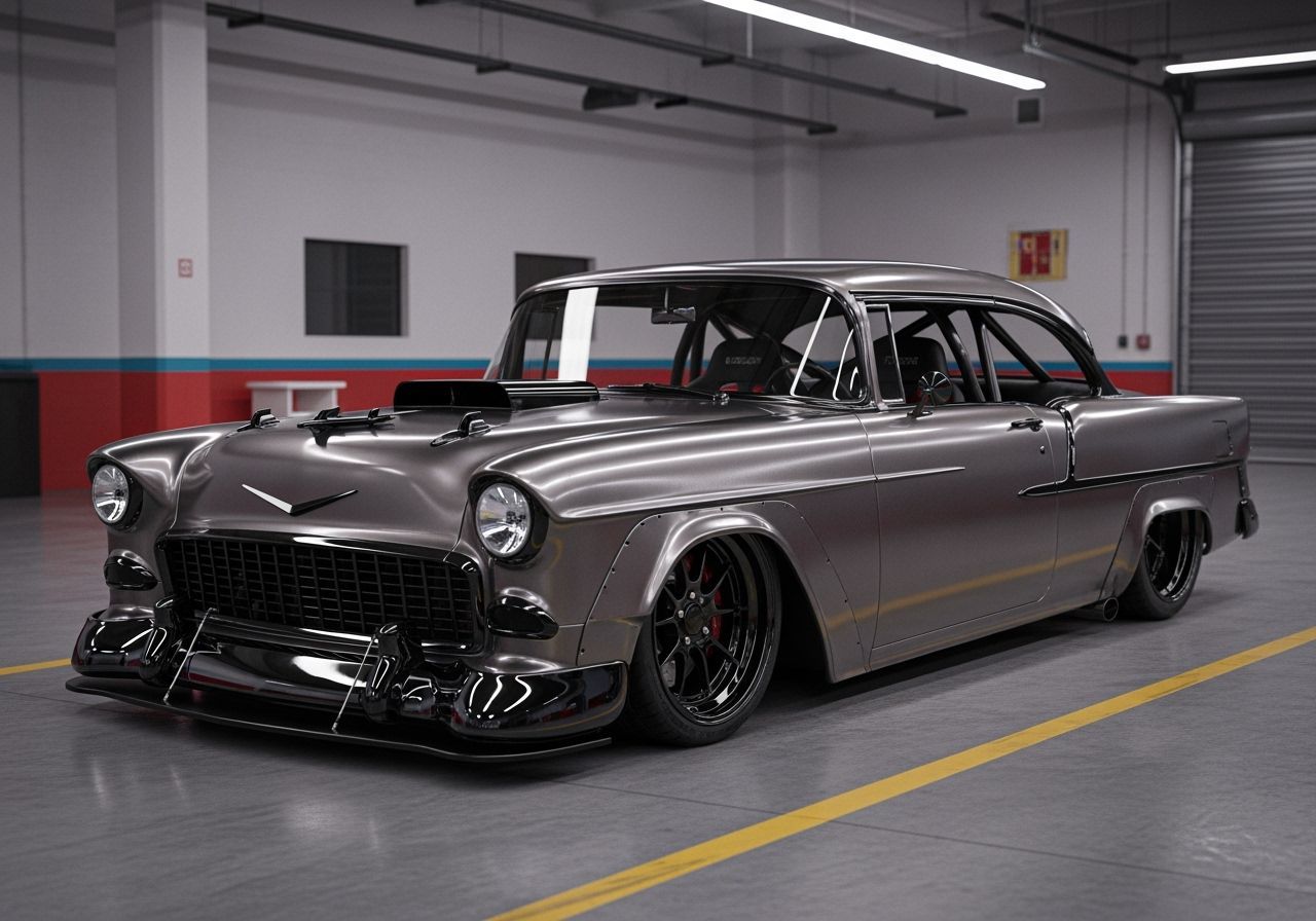 Pro-Touring 1955 Chevy Bel Air in 3D Render Style
