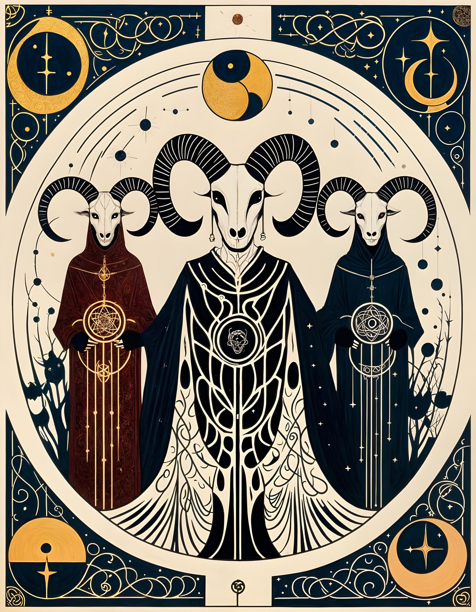 Gothic Surrealism: Priests in a Mystical Circle