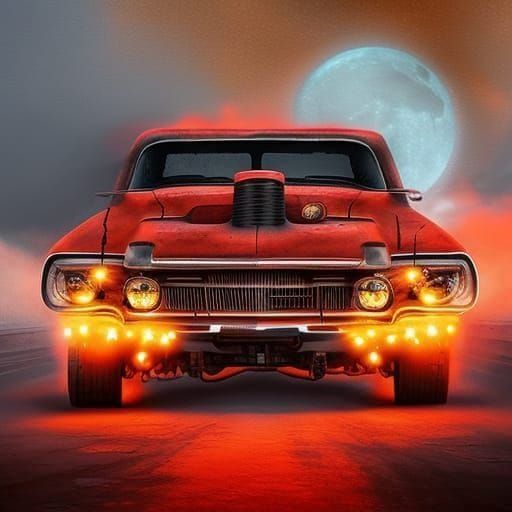 Demonic Monster Truck in Post-Apocalyptic Wasteland