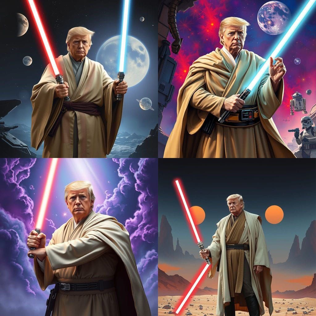 Jedi Trump: Tan Robed President Wields Lightsaber in Star Wa...