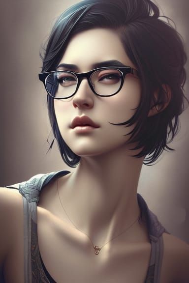 Beautiful Nerd Goddess in Cyberpunk Style