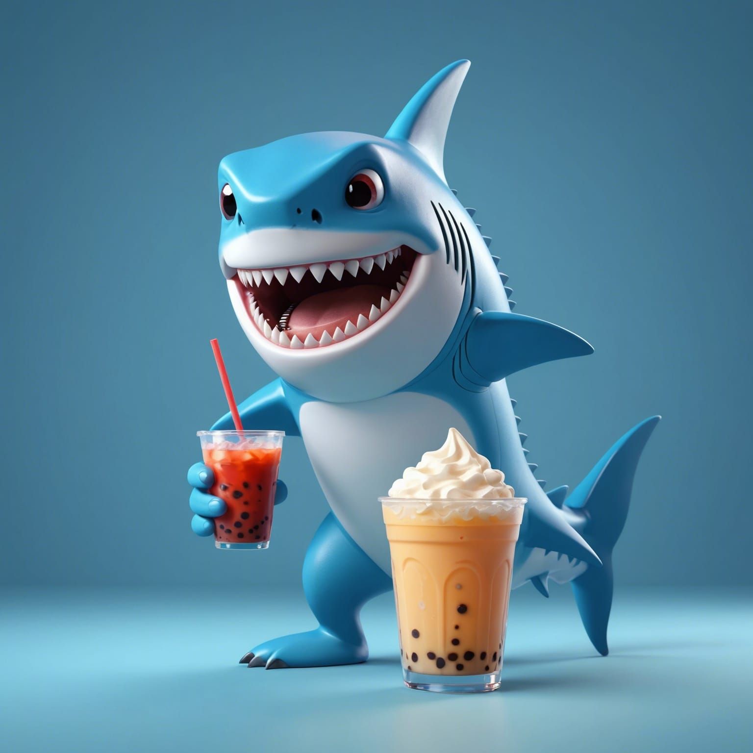 Boba Shark in Pixar-Style 3D Rendering