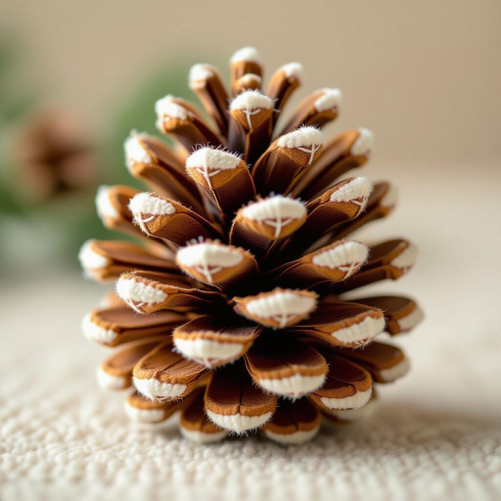 Ultra Realistic Plush Pinecone Close-Up