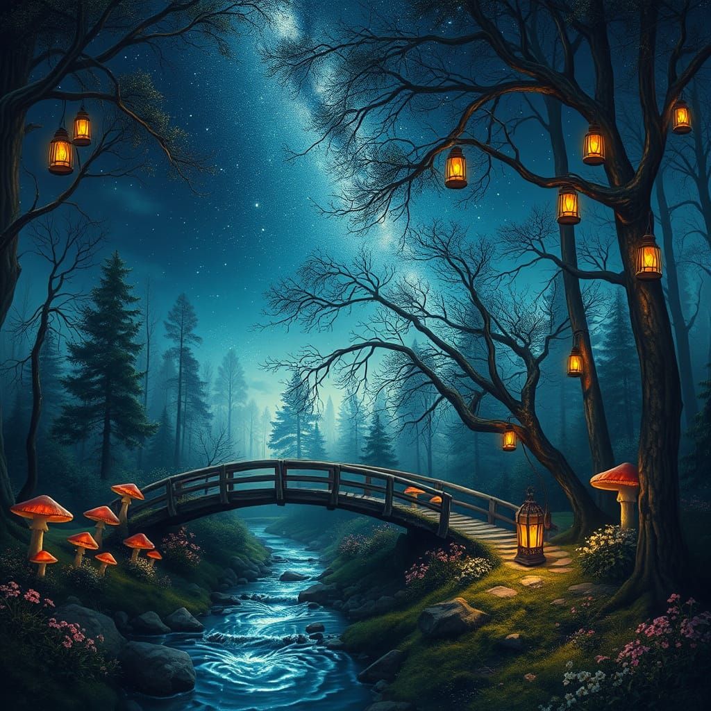 Moonlit Glade in a Dreamy Forest