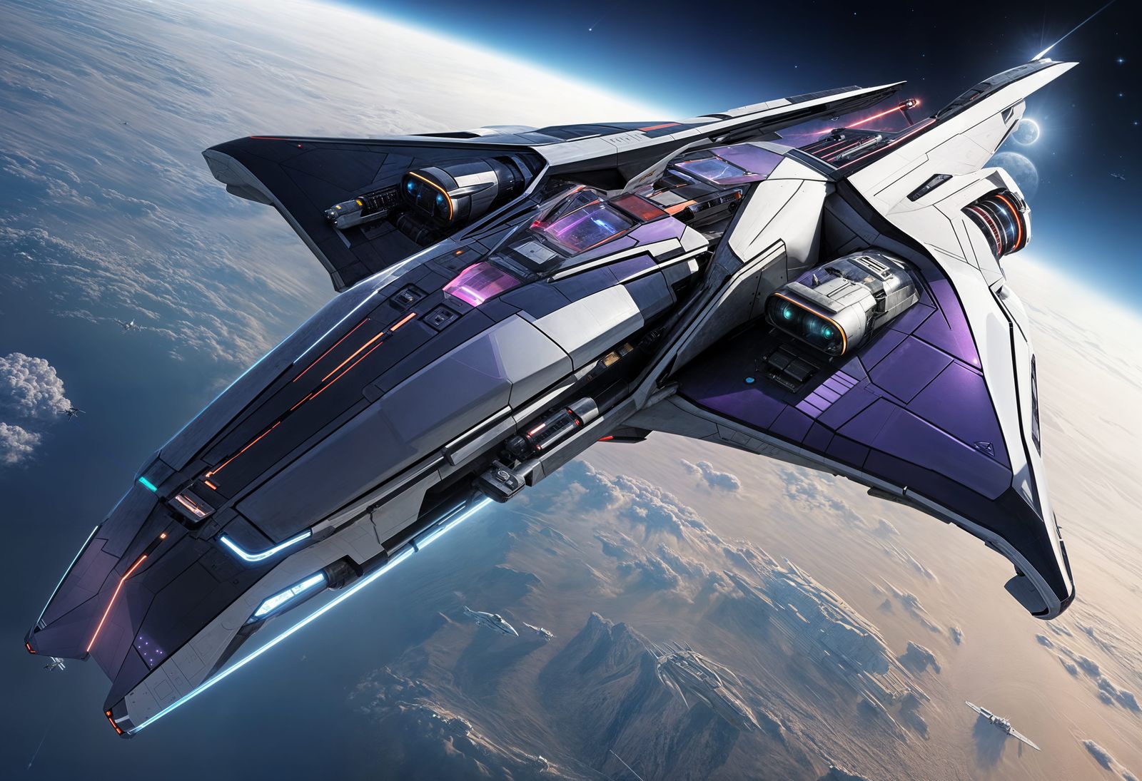 Sleek Starship with Laser Cannons in Ultra HD