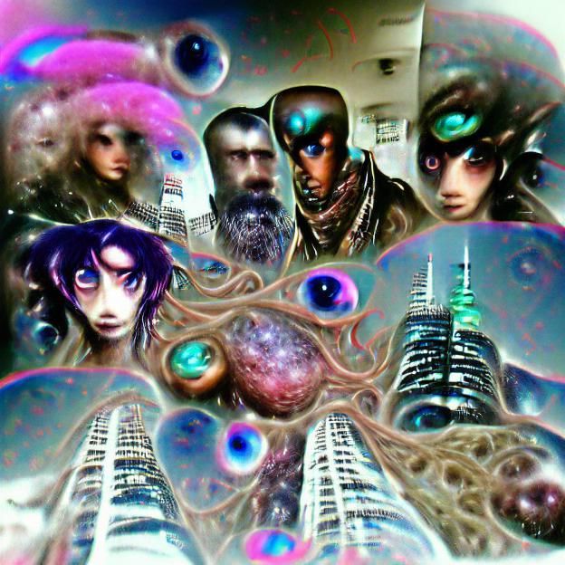 Multiverse Madness biopunk comic art cyberpunk dieselpunk dystopian fantasy futuristic horror vaporwave synthwave steamp...