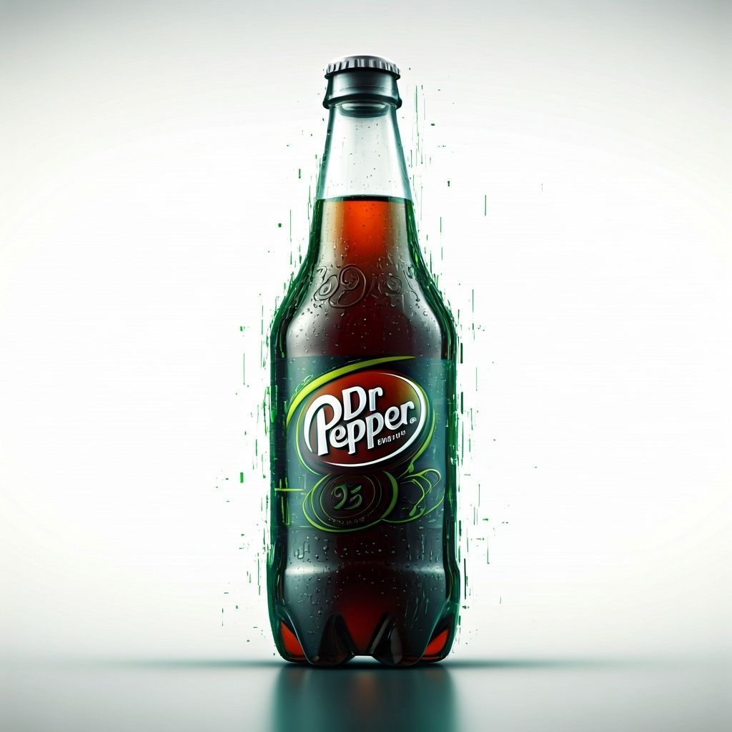 Dr. Pepper Bottle Made of Glitchcore Code